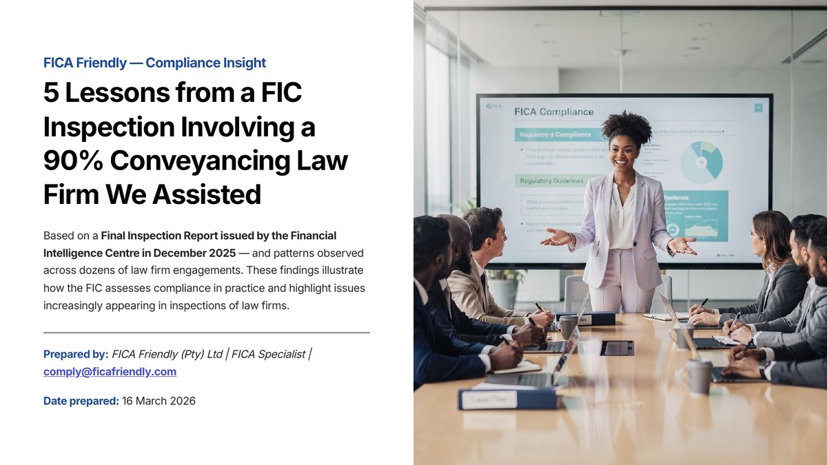 Cover of FICA Friendly’s Five Lessons from a FIC Inspection guide